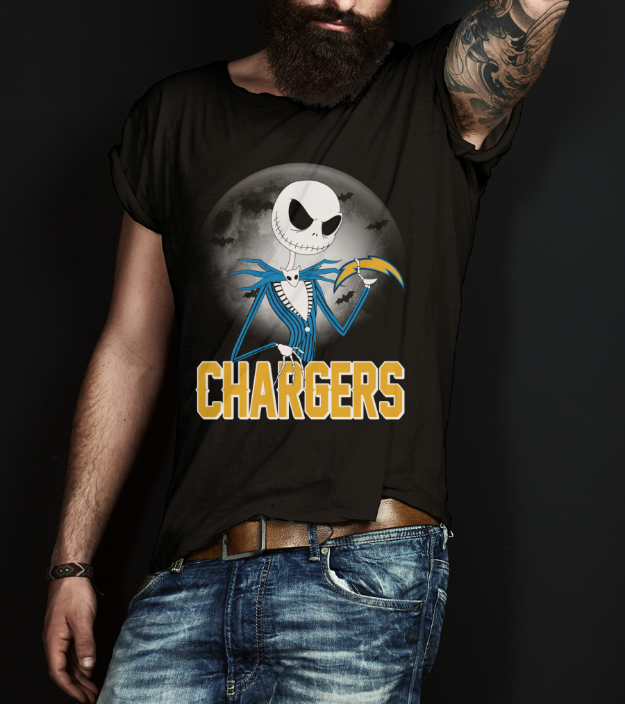 Jack Skellington Halloween Los Angeles Chargers Moonlight T-Shirt