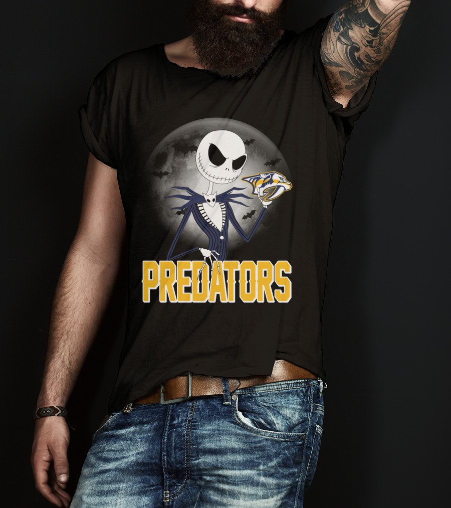Jack Skellington Halloween Nashville Predators Moonlit T-Shirt