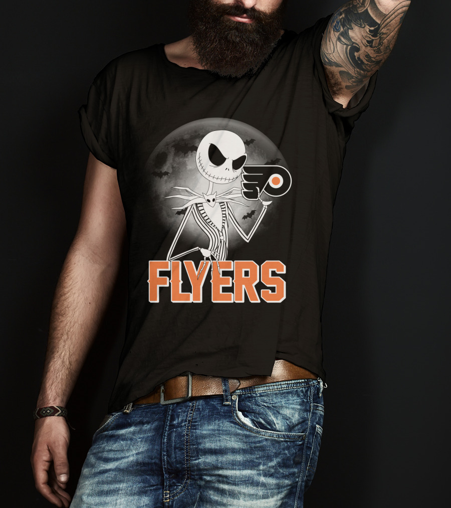 Philadelphia Flyers Halloween Jack Skellington Moon T-Shirt