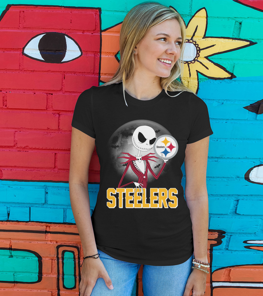 Jack Skellington Steelers Halloween Moon T-Shirt