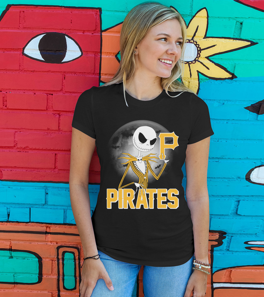Jack Skellington Halloween Pittsburgh Pirates Spooky Night MLB Collaboration T-Shirt