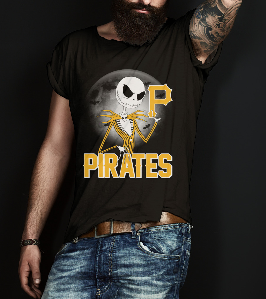 Jack Skellington Halloween Pittsburgh Pirates Spooky Night MLB Collaboration T-Shirt