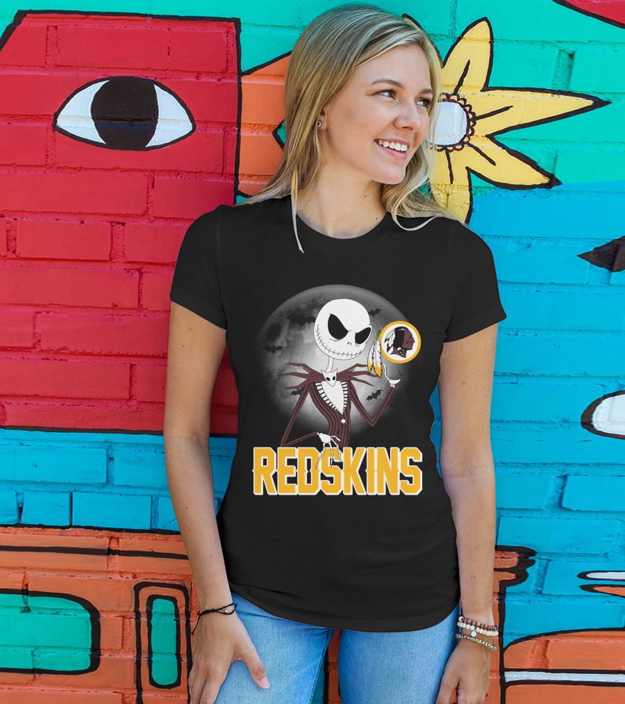 Jack Skellington Moon Redskins Logo Halloween T-Shirt