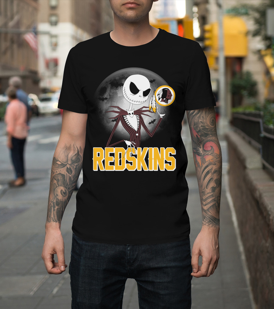 Jack Skellington Moon Redskins Logo Halloween T-Shirt