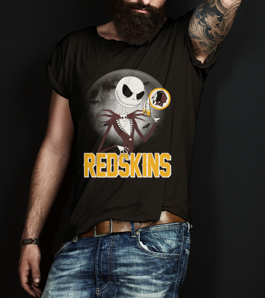 Jack Skellington Moon Redskins Logo Halloween T-Shirt
