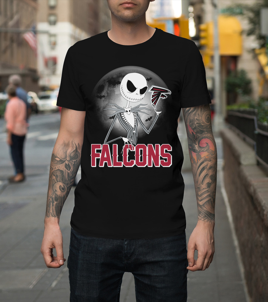 Jack Skellington Halloween Atlanta Falcons Moon T-Shirt