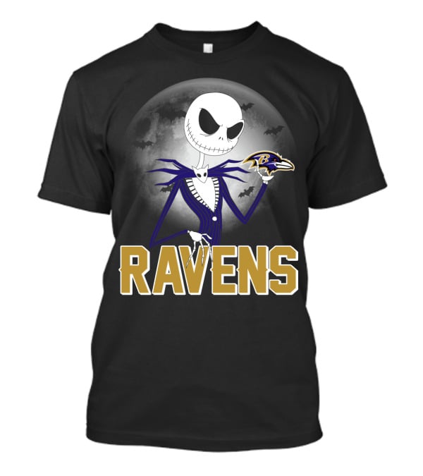Jack Skellington Baltimore Ravens Halloween Moon Ravens T-Shirt