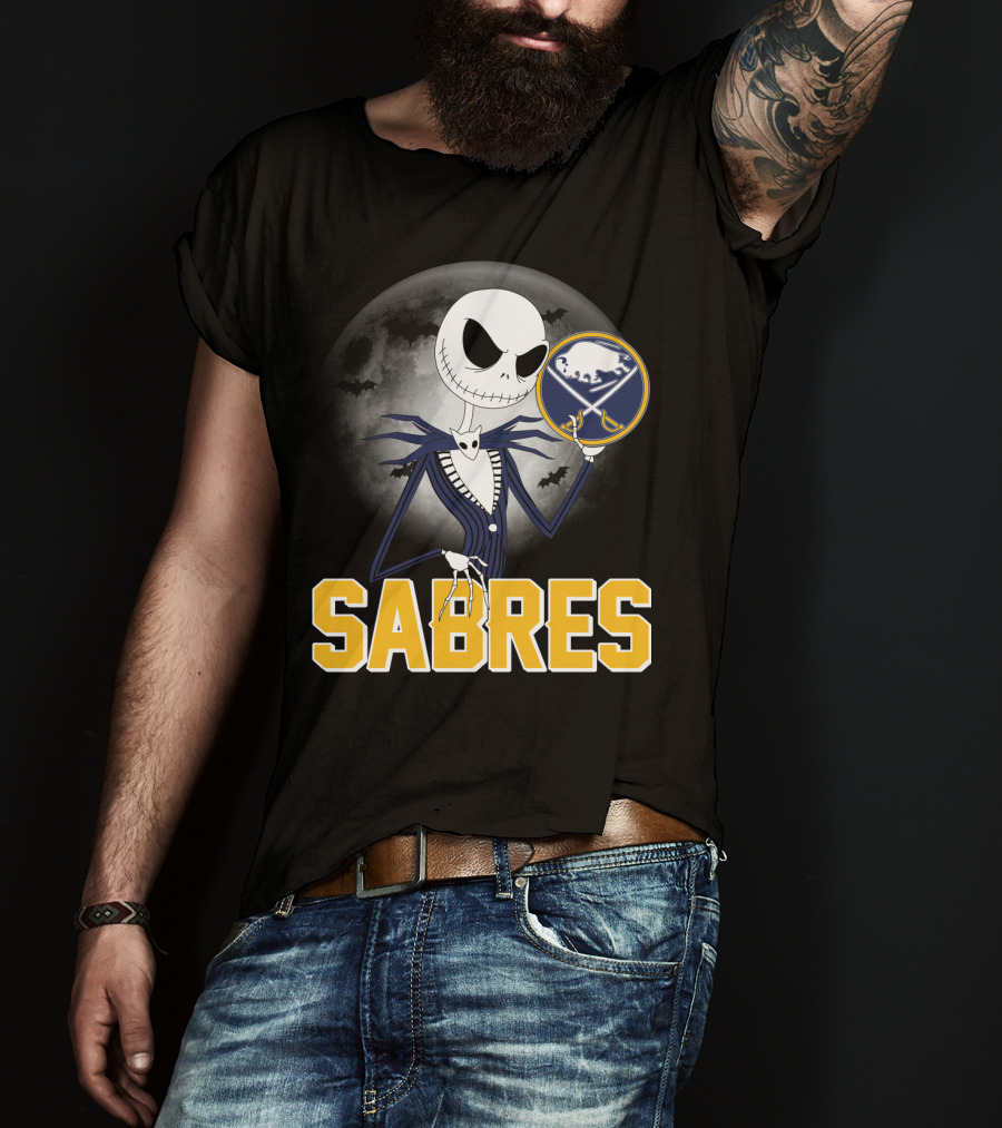 Sabres Jack Skellington Halloween Buffalo Moon Scene T-Shirt