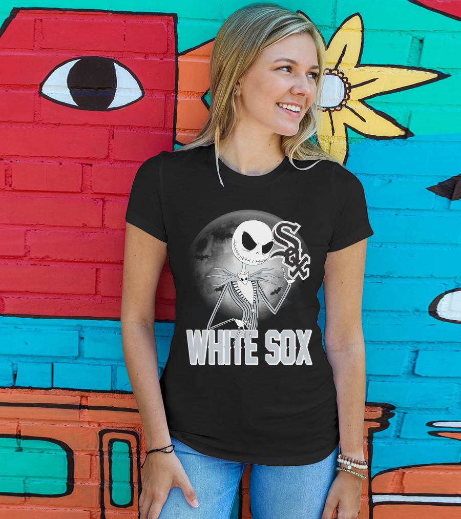 Jack Skellington Halloween Chicago White Sox Moon Bats T-Shirt