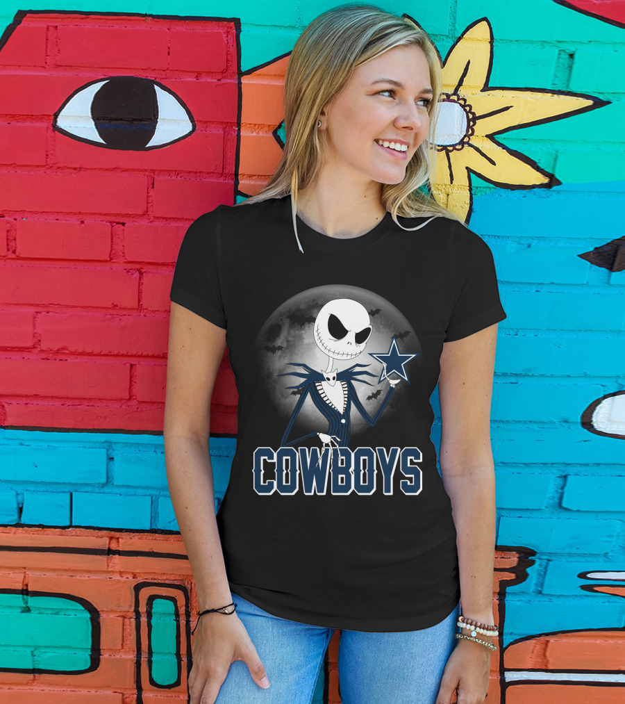 Jack Skellington Cowboys Halloween Moon Dallas Star T-Shirt