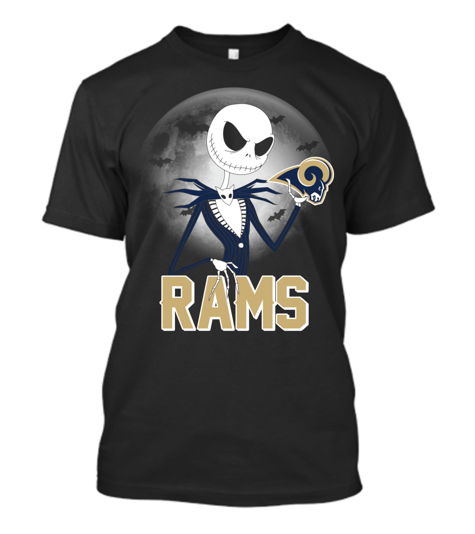 Jack Skellington Halloween Rams Moon Logos T-Shirt
