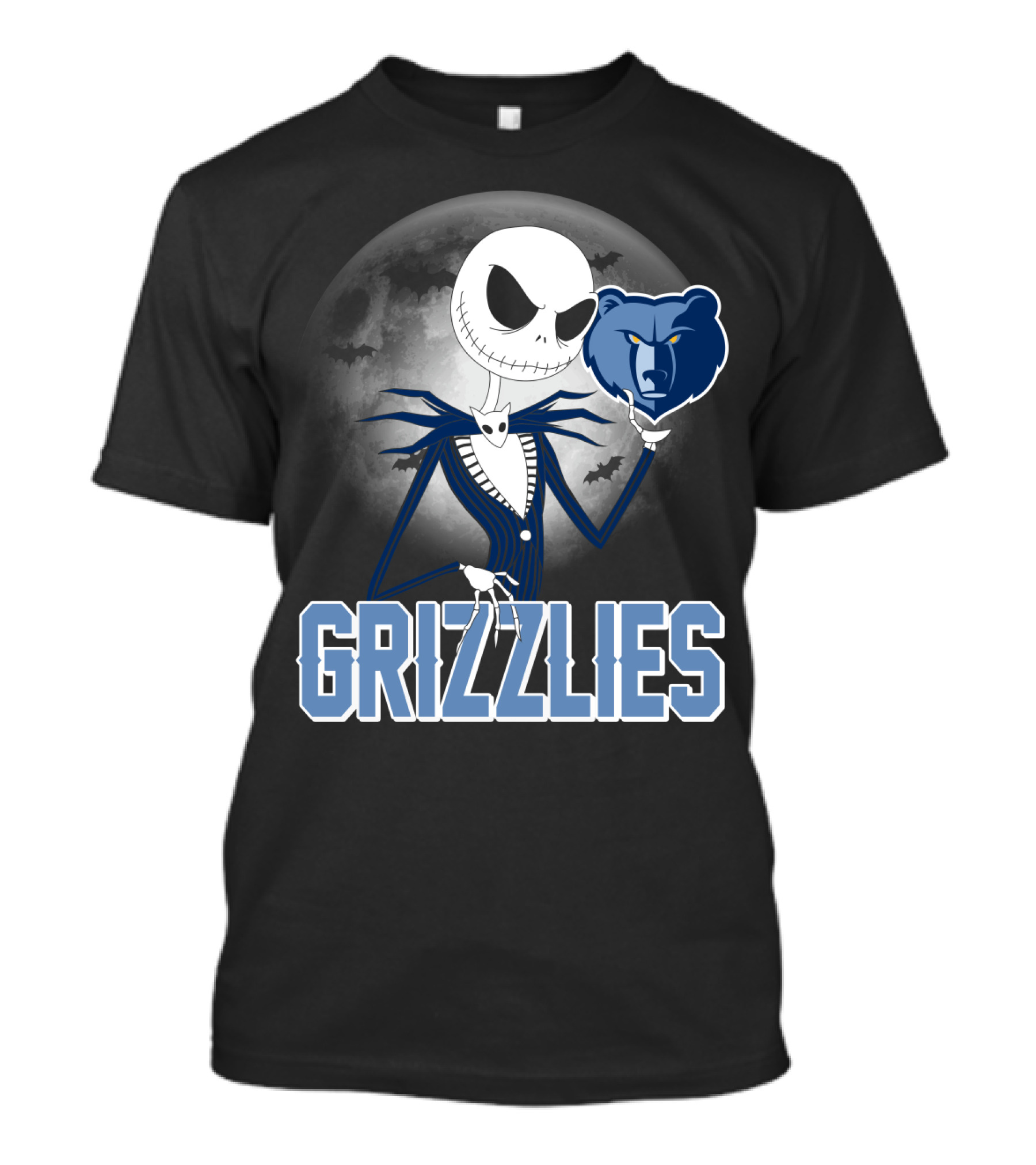 Jack Skellington Grizzlies Halloween Moon T-Shirt