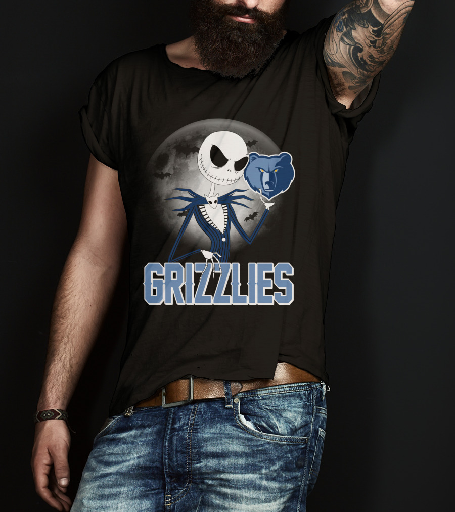 Jack Skellington Grizzlies Halloween Moon T-Shirt