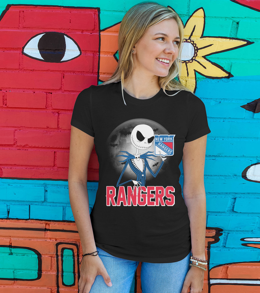 Jack Skellington New York Rangers Halloween Moon T-Shirt