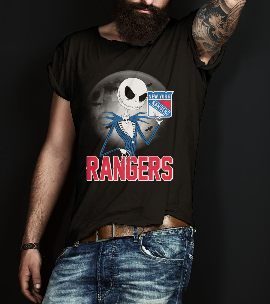 Jack Skellington New York Rangers Halloween Moon T-Shirt