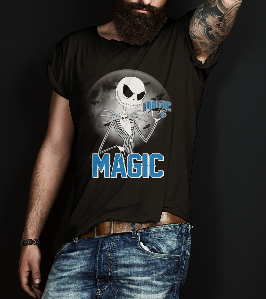 Jack Skellington Orlando Magic Halloween Moon Bats T-Shirt