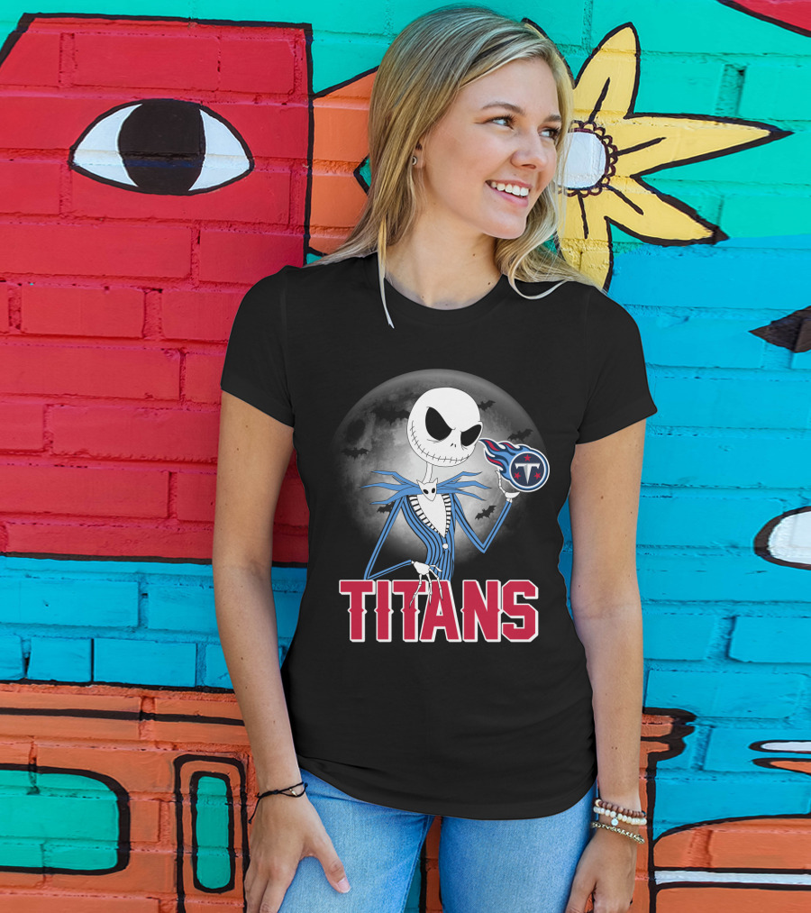 Jack Skellington Titans Halloween Night Tennessee Theme T-Shirt