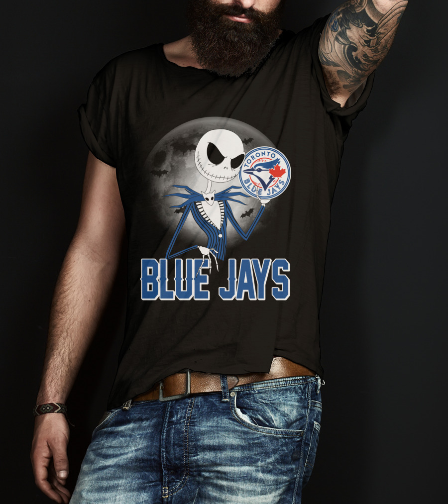 Jack Skellington Toronto Blue Jays Halloween Moon Bats T-Shirt