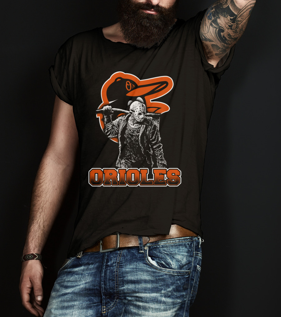 Baltimore Orioles Jason Voorhees Crossover With Iconic Orioles Bird T-Shirt