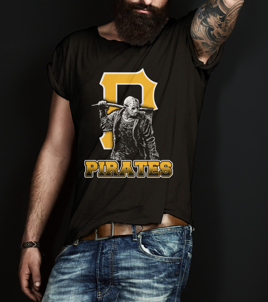 Jason Voorhees With Pittsburgh Pirates Symbol And Text Pirates T-Shirt