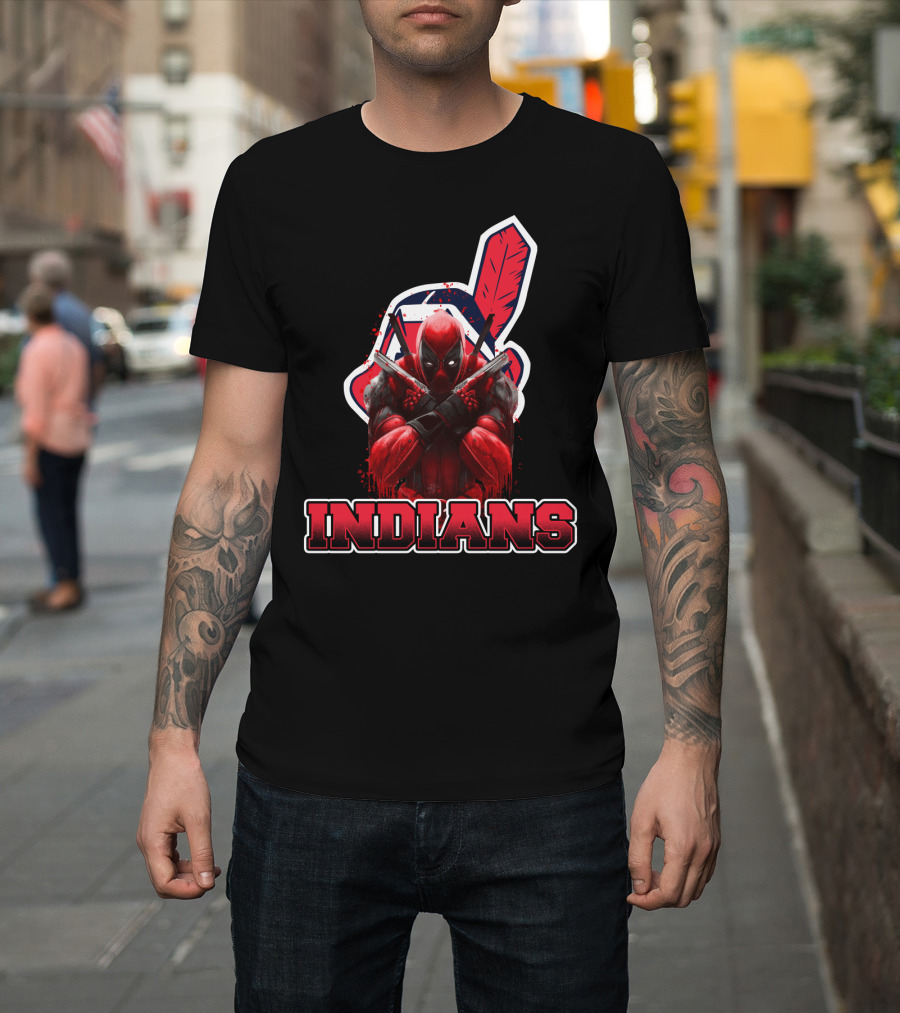 Indians Deadpool Dual Swords Crossover T-Shirt