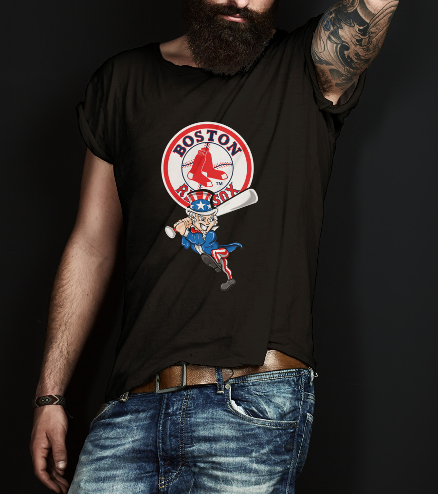 Boston Red Sox Uncle Sam 4Th Of July Baseball Patriotic Celebratory T-Shirt