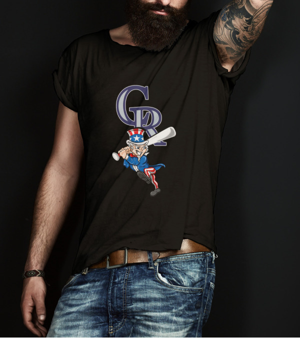 Colorado Rockies Uncle Sam Baseball 4th July GR T-Shirt