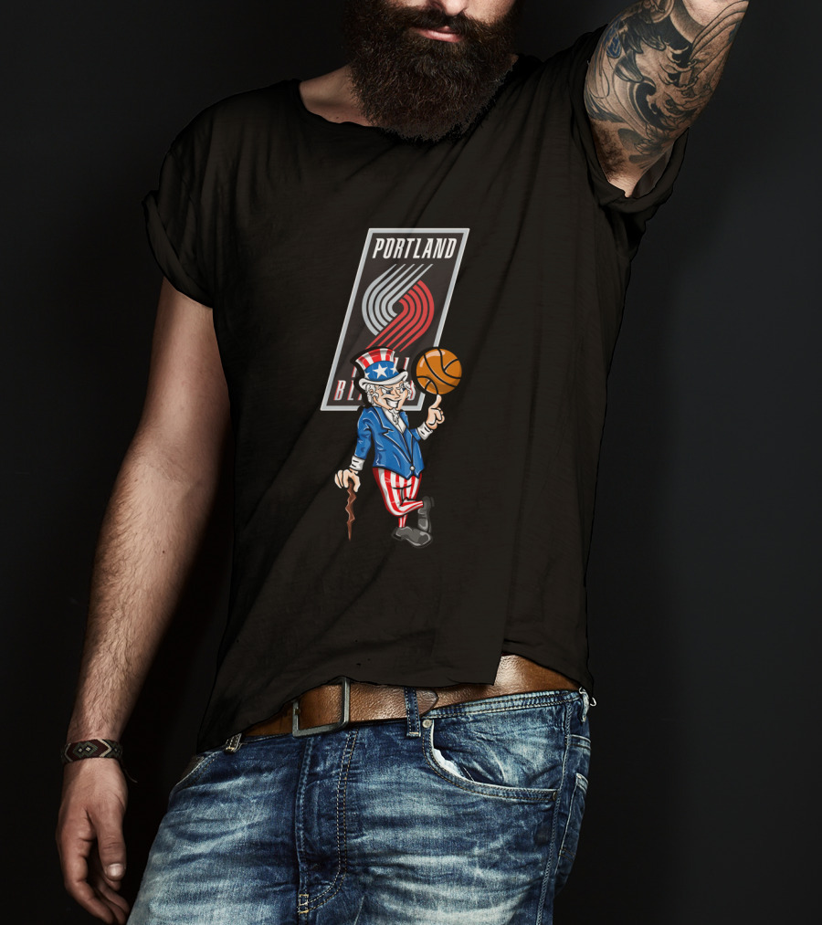 Portland Trail Blazers Uncle Sam Basketball 4Th Of July Celebration T-Shirt