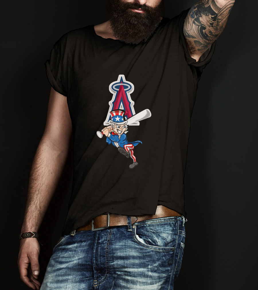 Los Angeles Angels Uncle Sam Baseball Bat 4Th July T-Shirt