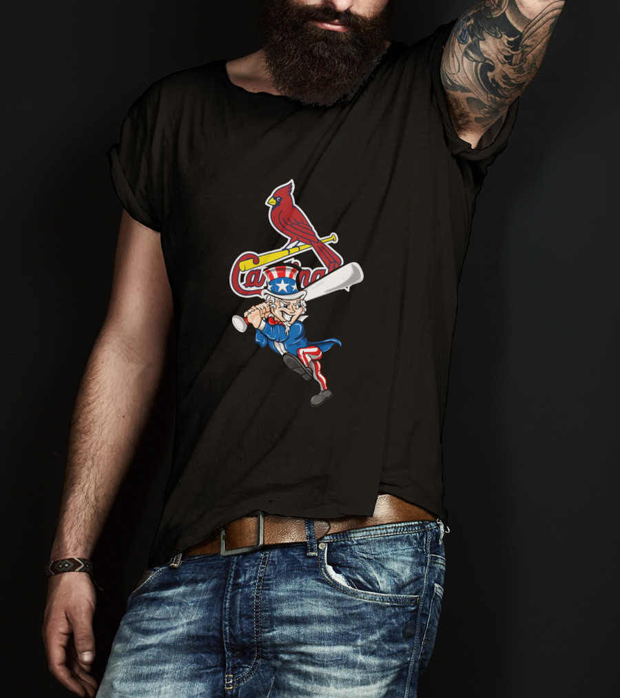 St. Louis Cardinals Uncle Sam 4Th Of July Baseball American Flag Style T-Shirt