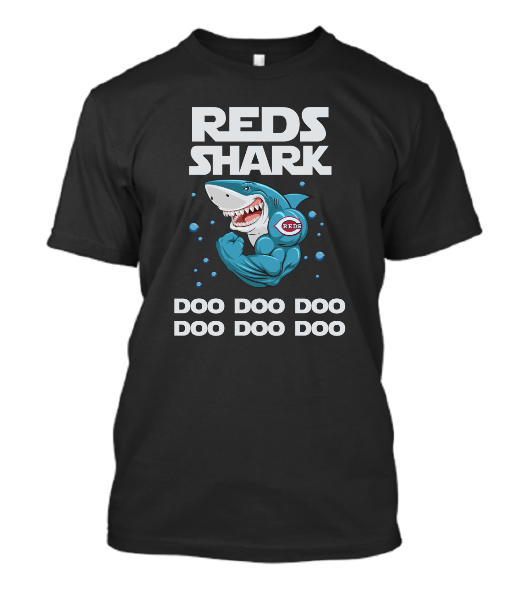 Reds Shark Doo Doo Doo Cincinnati Baseball Anthem Bold Shark T-Shirt