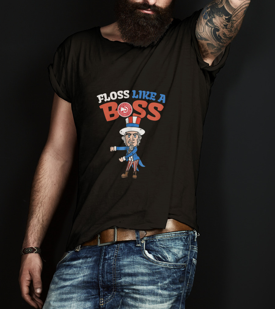 Floss Like A Boss Atlanta Hawks Uncle Sam 4Th Of July T-Shirt