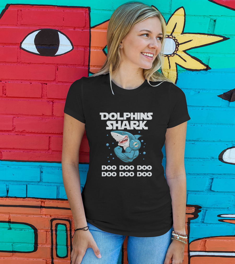 Dolphins Shark Doo Doo Doo Miami Dolphins Football Cartoon Inspiration T-Shirt