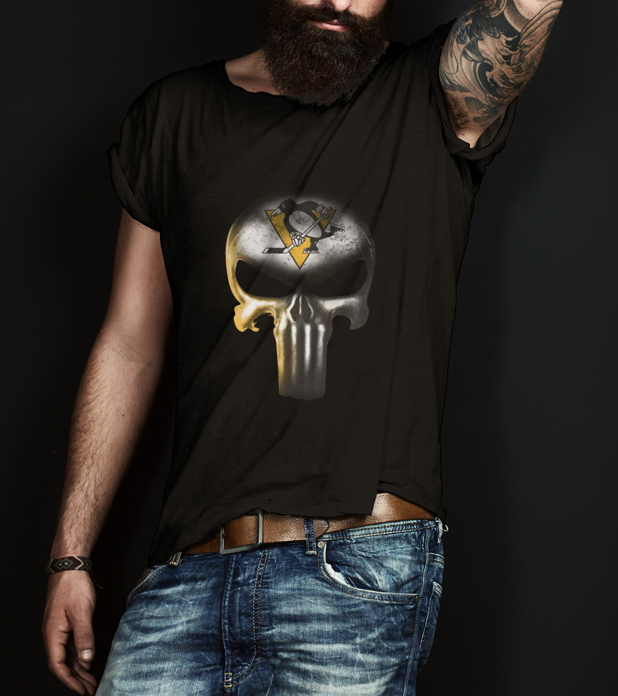 Pittsburgh Penguins Fans Punisher Skull T-Shirt