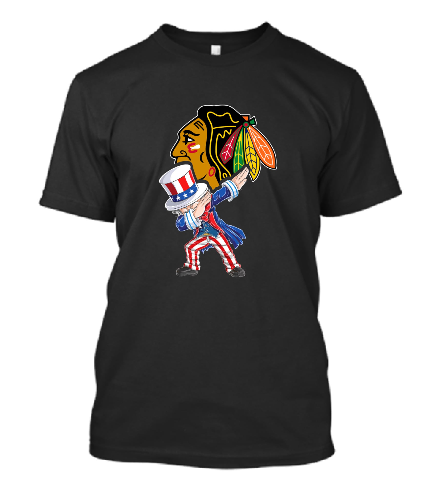 Uncle Sam Dabbing Chicago Blackhawks 4Th Of July T-Shirt