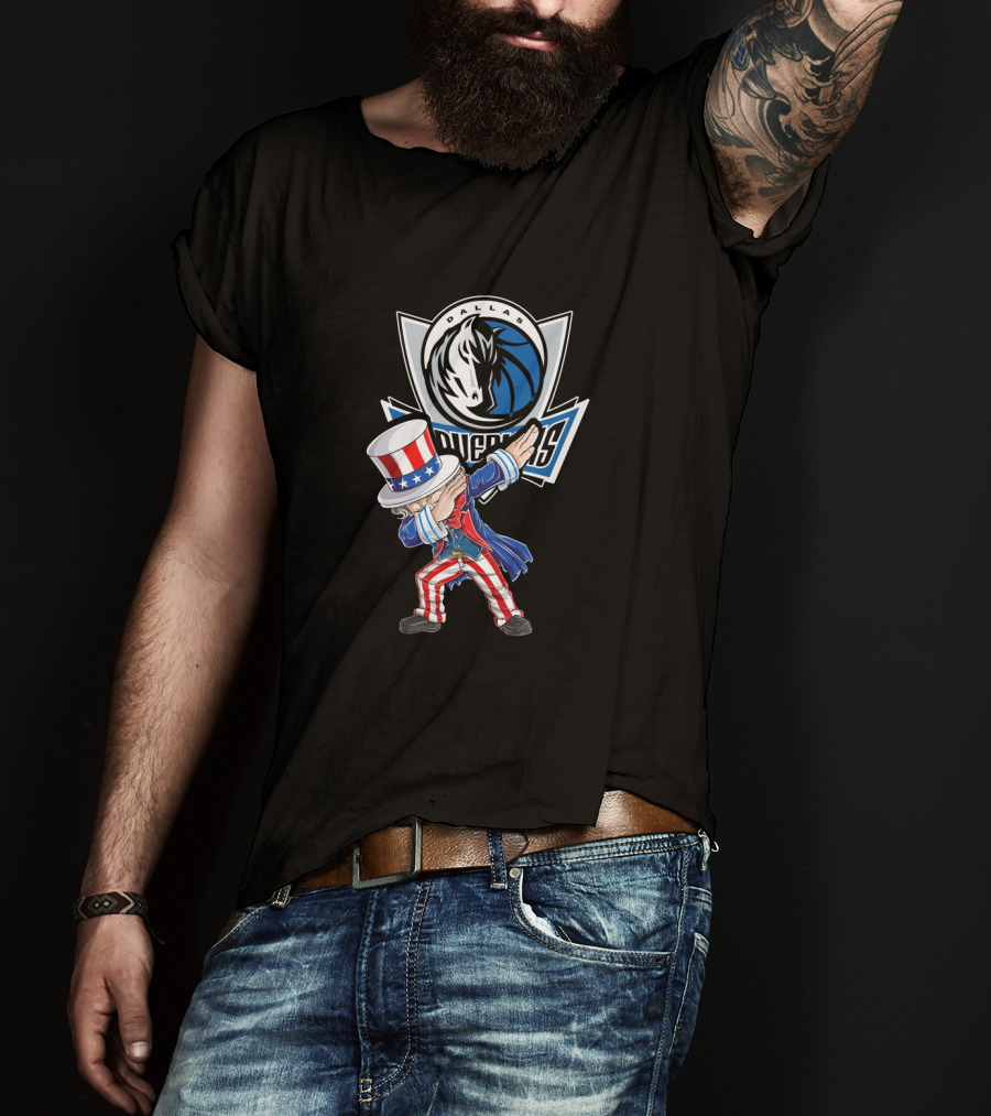 Uncle Sam Dabbing Dallas Mavericks 4Th July Basketball Celebration T-Shirt