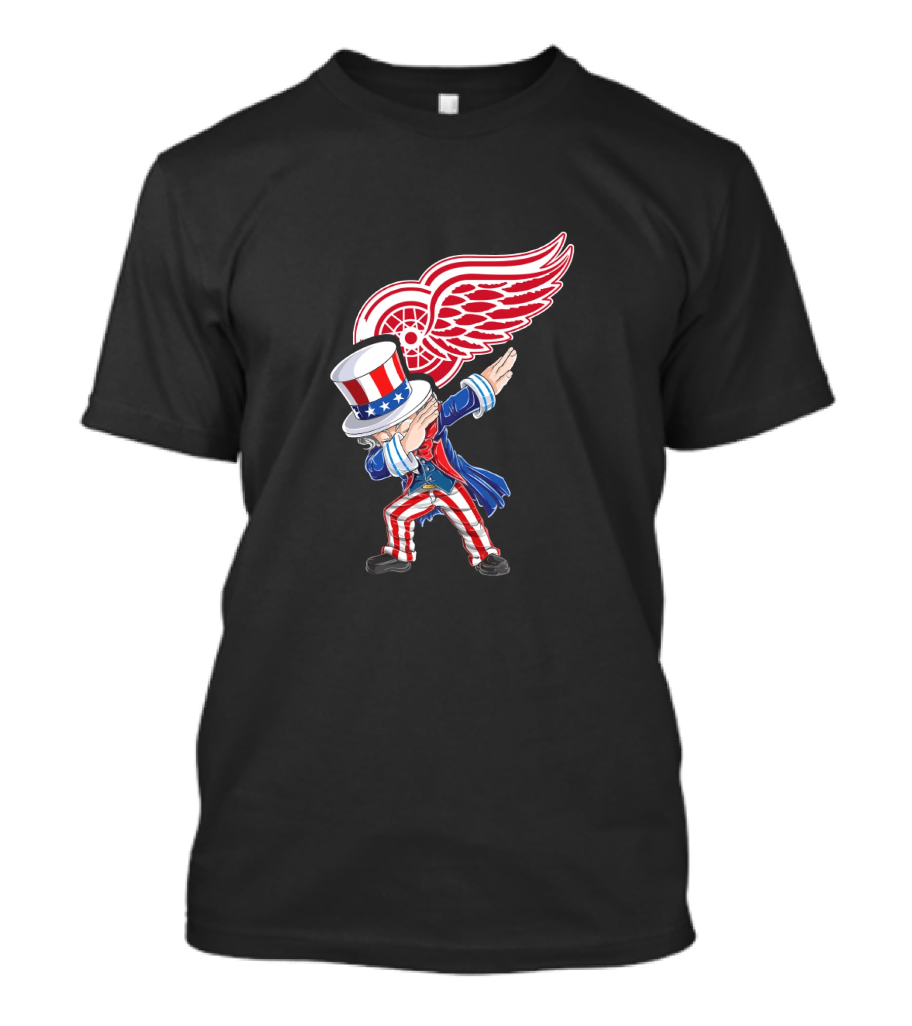 Uncle Sam Dabbing With Detroit Red Wings Logo 4Th Of July T-Shirt