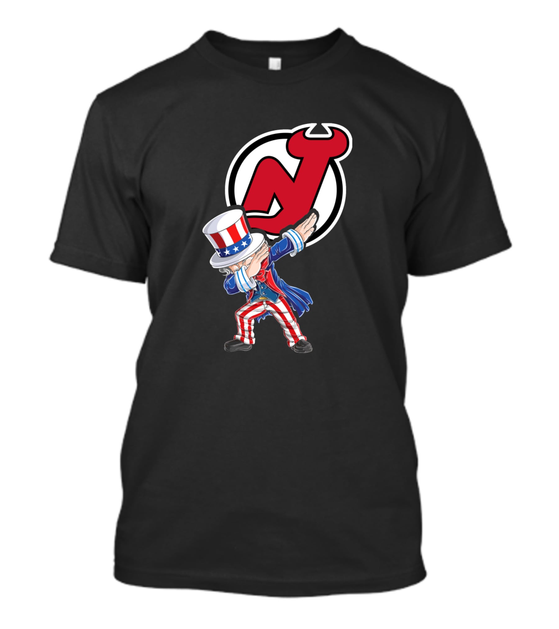Uncle Sam Dabbing New Jersey Devils Logo Patriotic 4Th Of July T-Shirt