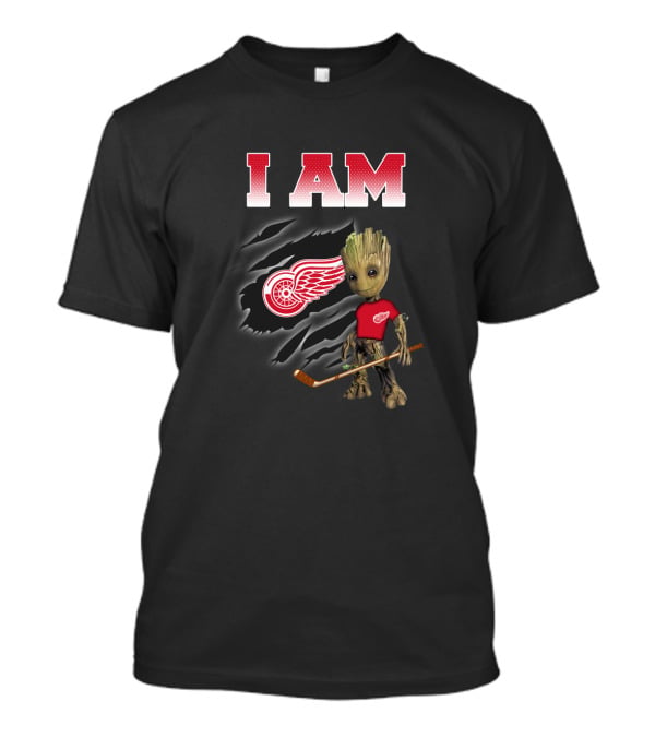 I Am Detroit Red Wings Groot Fan Hockey Nhl Guardians Of The Galaxy T-Shirt
