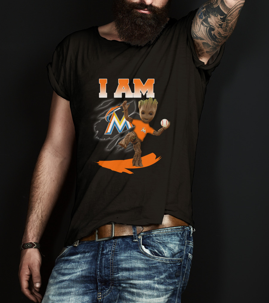 I Am Miami Marlins Groot Baseball Fan Character T-Shirt