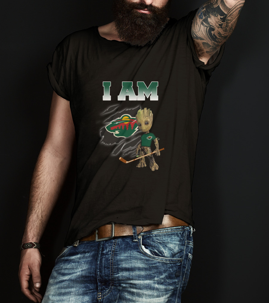 I Am Groot Minnesota Wild Hockey Fan T-Shirt