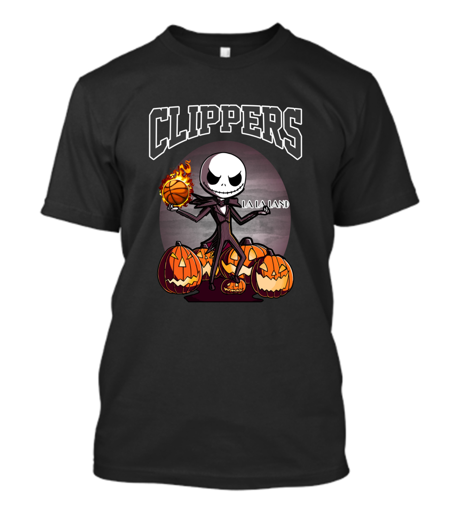 Clippers Jack Skellington Halloween LA La Land Basketball Pumpkins T-Shirt