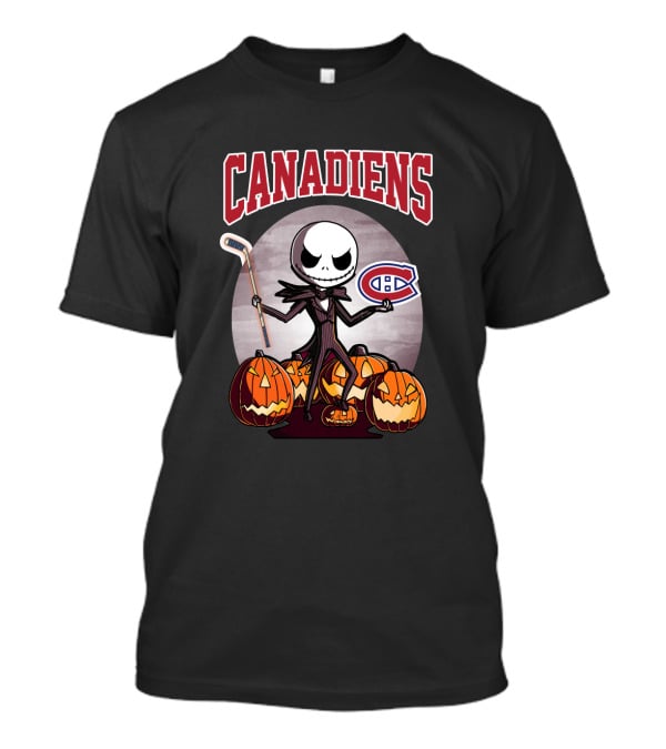 Canadiens Jack Skellington Halloween Hockey Pumpkins T-Shirt