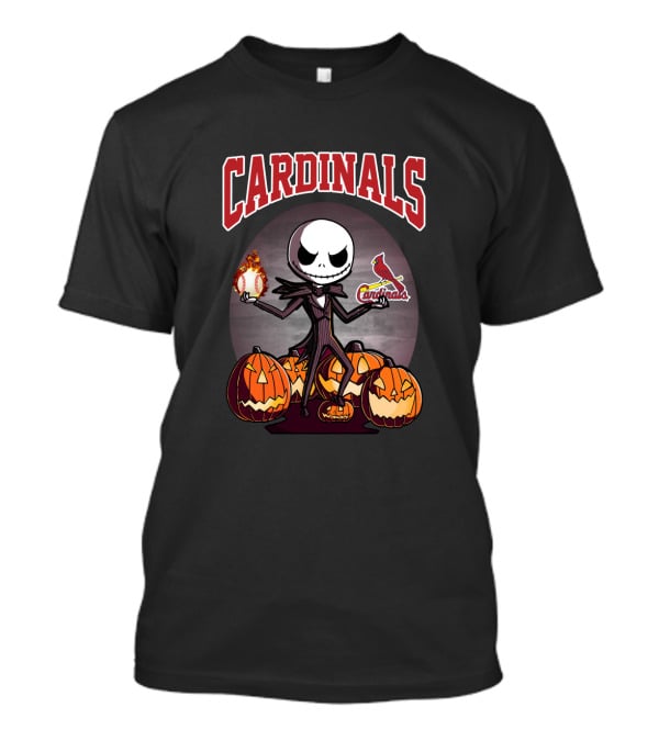 Cardinals Jack Skellington Halloween St Louis Cardinals Baseball Pumpkins T-Shirt