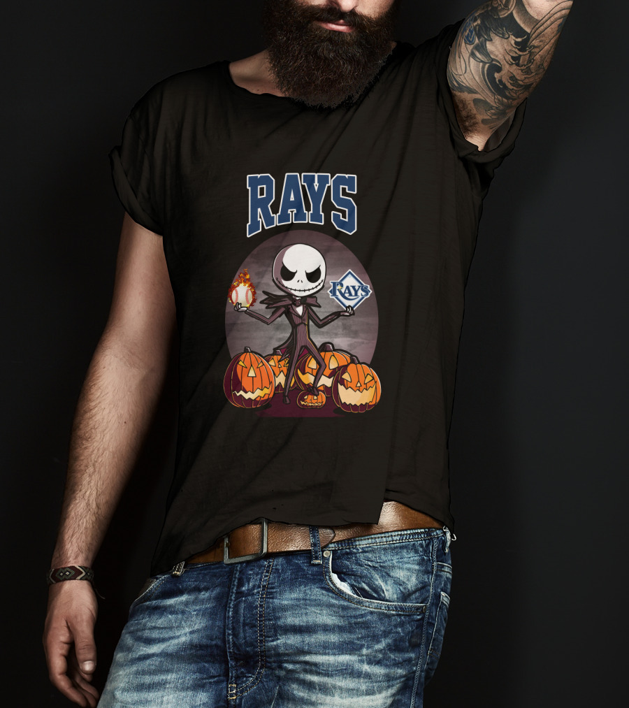 Rays Jack Skellington Halloween Tampa Bay Baseball Pumpkins T-Shirt
