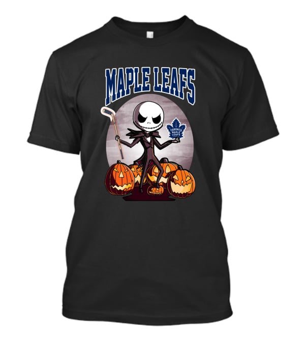 Maple Leafs Jack Skellington Halloween Toronto Hockey Pumpkins T-Shirt