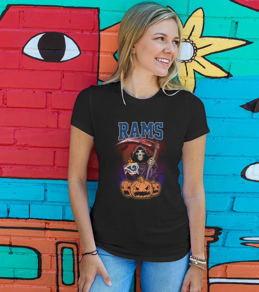 Los Angeles Rams Grim Reaper Halloween Pumpkins T-Shirt