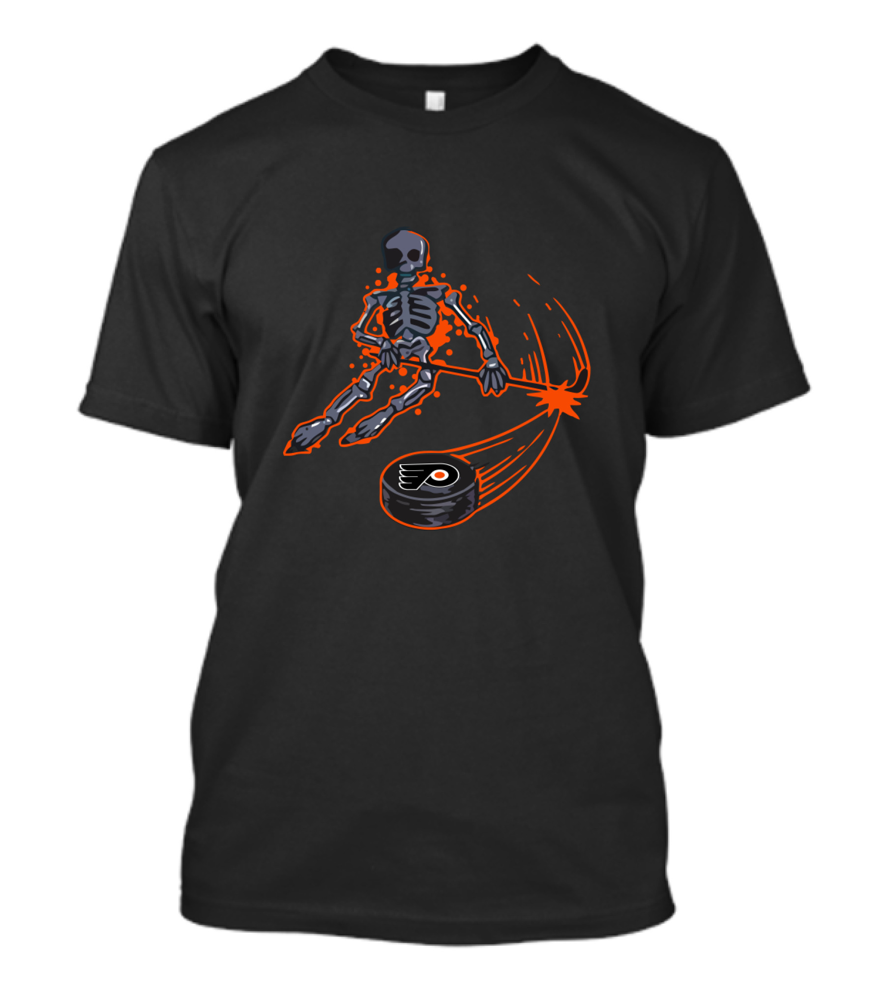 Philadelphia Flyers Skeleton Ice Hockey Player With Puck T-Shirt
