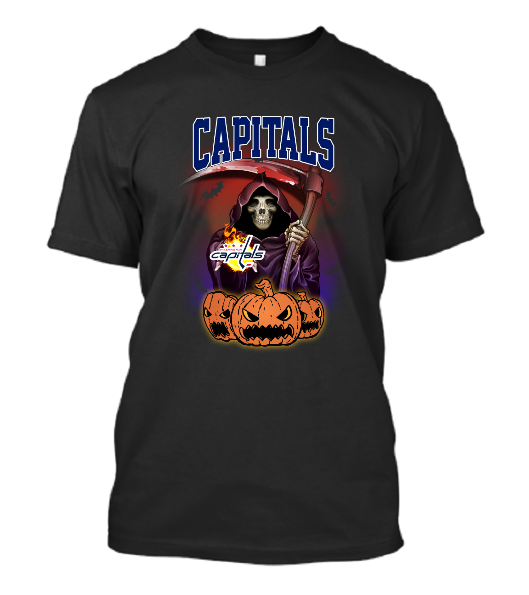 Capitals Reaper With Scythe And Pumpkin Trio Halloween T-Shirt