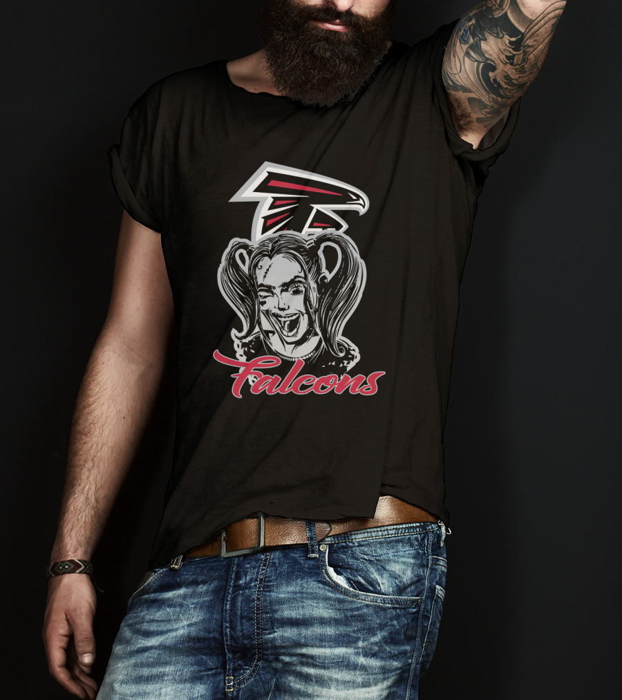 Harley Quinn And Atlanta Falcons Logo Fans Falcons T-Shirt